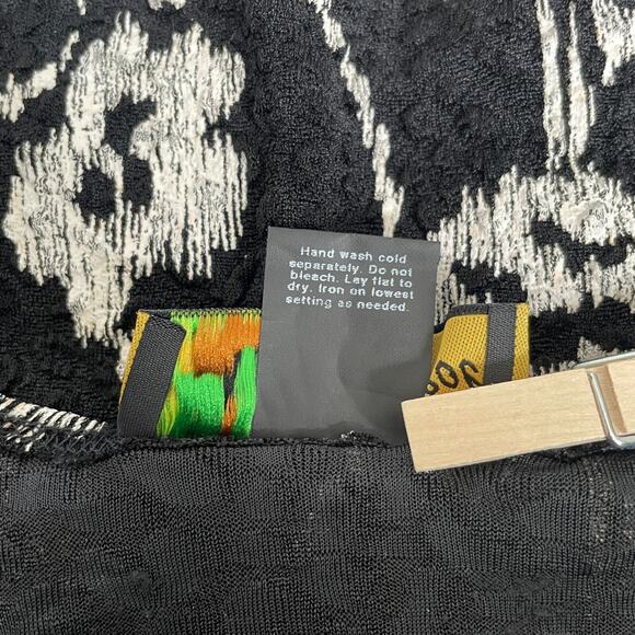 Y2K Top Size Large Black White Floral Casual Stretch Fairy Grunge Whimsigoth - Picture 10 of 13